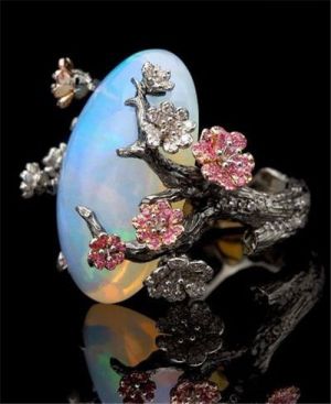 Gifter - מתנות לכל אירוע מתנות זוגיות 925 Silver Wedding Fire Opal Plum Flower Party Jewelry Women Gift Ring Size 5-10