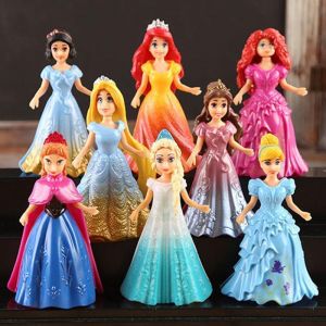 Gifter - מתנות לכל אירוע לבת 8pcs Disney Princess Action Figures Changed Dress Doll Kids Boys Girls Toys Gift