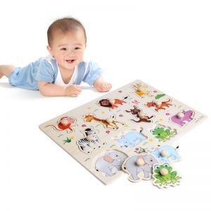 Gifter - מתנות לכל אירוע מתנות לתינוקות Baby Children Animal Wooden Attractive Early Learning Hand Puzzle Plate Toys