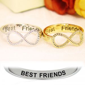 Gifter - מתנות לכל אירוע לבת Lucky 8 Best Friends Engraved Friendship Infinity Ring Women Jewelry Gift Gold