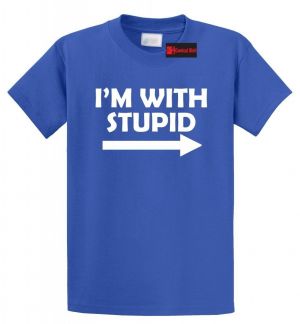 Gifter - מתנות לכל אירוע לבן I'm With Stupid Funny T Shirt Relationship Friend Rude Party Gift Tee Shirt