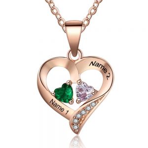Gifter - מתנות לכל אירוע מתנות זוגיות Personalized Birthstone Necklace Couple Names Pendant Xmas Gift for Girl Friend