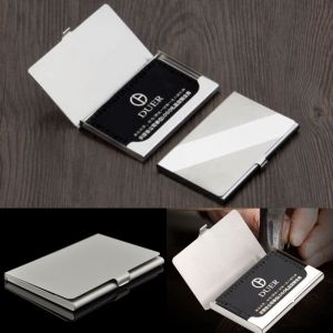 Gifter - מתנות לכל אירוע מתנות לקולגות Hot Silver Pocket Business Name Credit ID Card Holder Metal Box Cover Case Gift