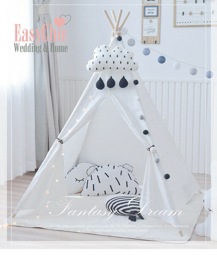 Gifter - מתנות לכל אירוע לבן Large Boy Girl Teepee Tent Kids Gift Playhouse White Pink Blue Indoor Outdoor 