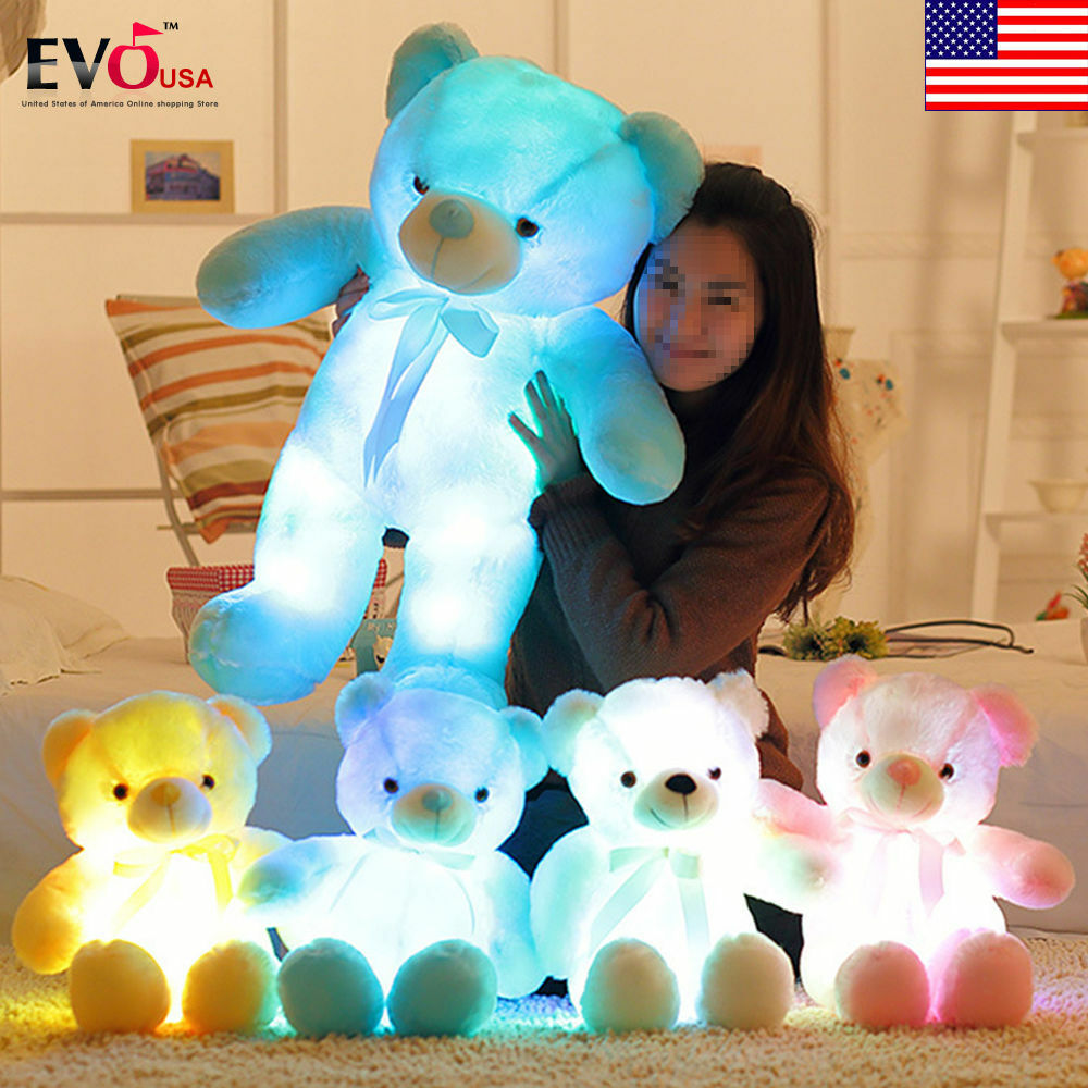 Gifter - מתנות לכל אירוע מתנות זוגיות 2019 LED Flash Teddy Bear Stuffed Animals Plush Soft Hug Toy Baby Kids Gift New