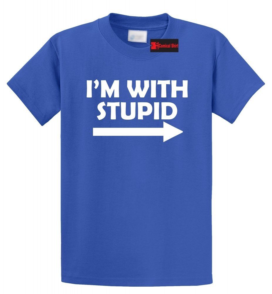 Gifter - מתנות לכל אירוע לבן I'm With Stupid Funny T Shirt Relationship Friend Rude Party Gift Tee Shirt