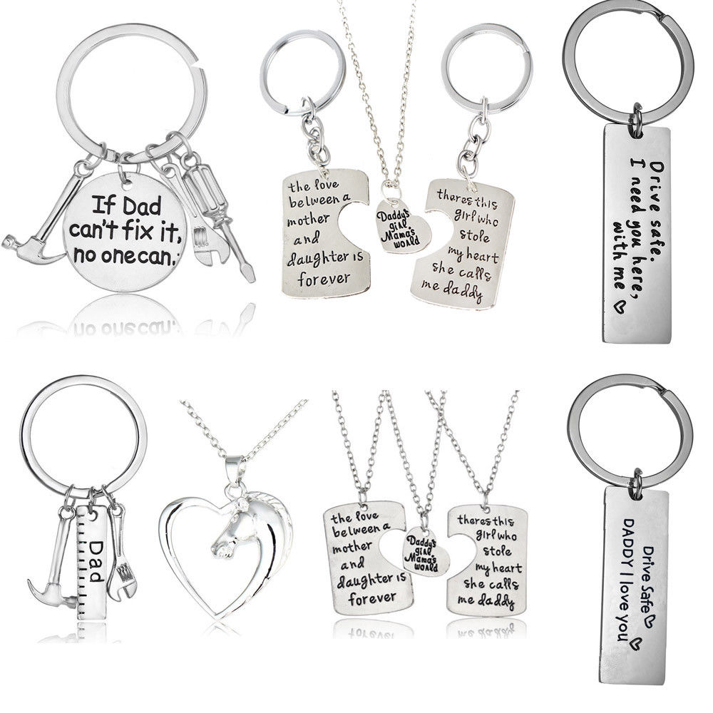 Gifter - מתנות לכל אירוע מתנות למשפחה  Family Charm Jewelry Dad Mom Daughter Heart Pendant Necklace Gift Love Charm New
