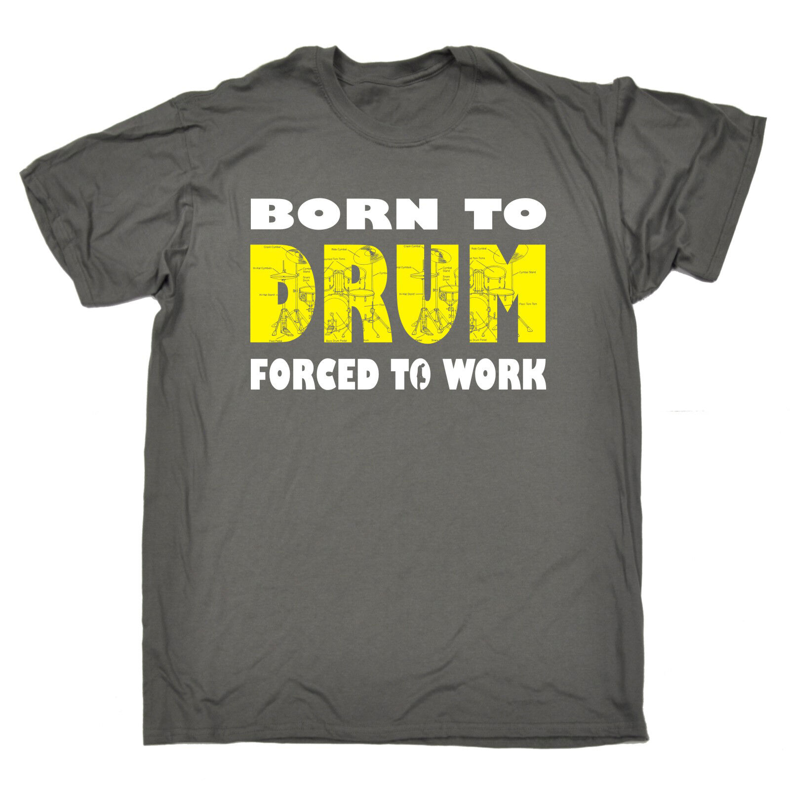 Gifter - מתנות לכל אירוע מתנות לקולגות Born To Drum Forced To Work T-SHIRT Drummer Percussion Rock birthday funny gift